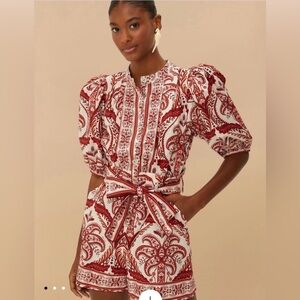 FARM Rio Red and Cream Paisley Jumpsuit